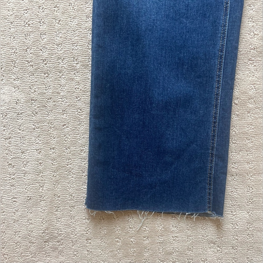 OAT‎ New York High Rise Wide Leg Denim Trouser, Rhinestone Detail, Raw Hem, Sz 2 - Picture 7 of 16